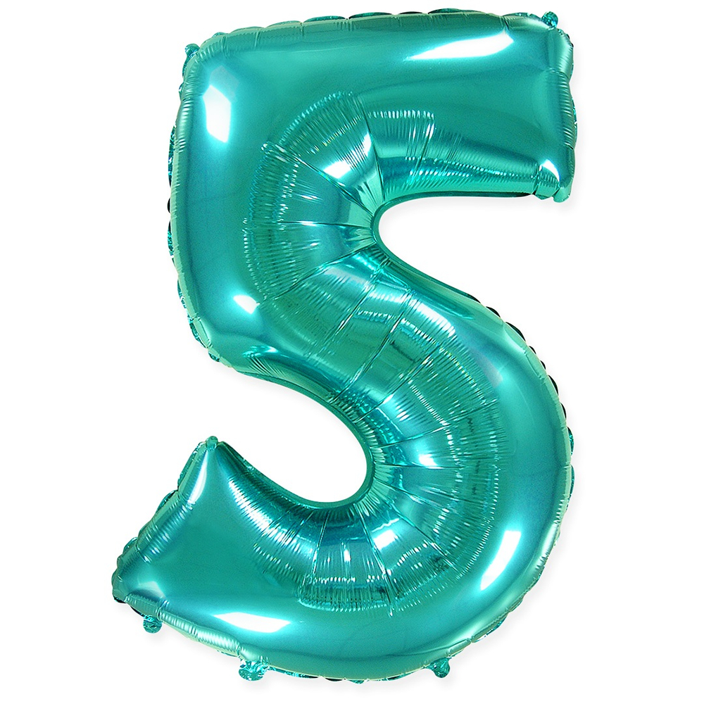Шар (40""/102 см) Цифра, 5, Тиффани, 1 шт.