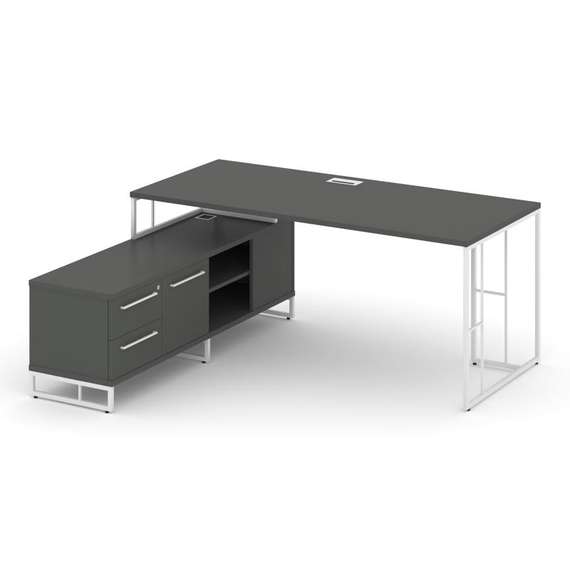 Rift Direct Стол руководителя на опорной тумбой RF.SRT-24 (L) Антрацит NEW/Металл Белый/Белый Ручки