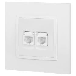 Розетка ЭРА Elegance 14-3108-01 информационная двойная 2хRJ45 IP20 белый | Эра Elegance