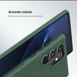 Усиленный защитный чехол зеленого цвета от Nillkin для Samsung Galaxy S22 Ultra, серия Super Frosted Shield Pro, двухкомпонентный