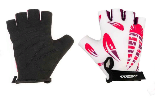 Перчатки TRIX nw  женские, M, коротк. пальцы, гелев. вставки, дышащая лайкра/искусств. замша, пурпурно-белые