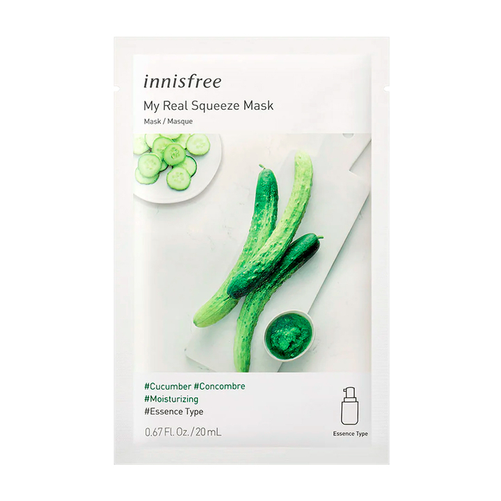 Маска для лица Innisfree My Real Squeeze Mask EX Cucumber тканевая на водной основе с экстрактом огурца 20 мл