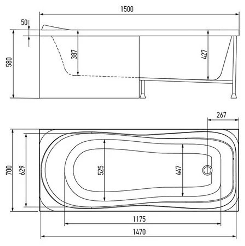 Ванна акриловая прямоугольная Alex Baitler Saima 150*70
