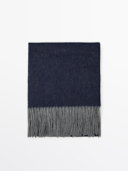 Massimo Dutti Шарф из двусторонней ткани, из 100% шерсти, синий