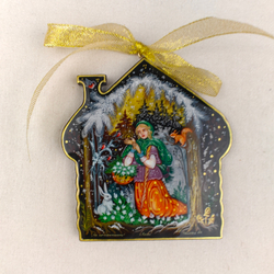 Сувенир "Домик" с росписью Палех в подарочной коробке