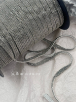 Тесьма серебристая мониль (6 рядов) на тканевой основе