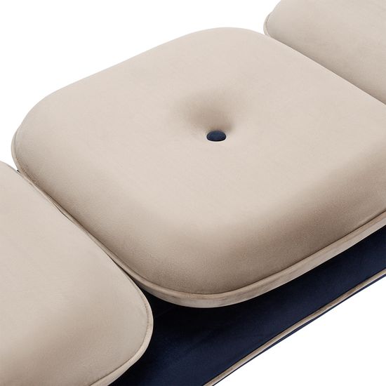 Банкетка pea, велюр, бежевая/темно-синяя