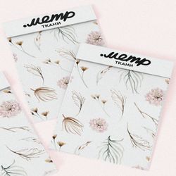 Ткань интерлок тонкие веточки с цветами