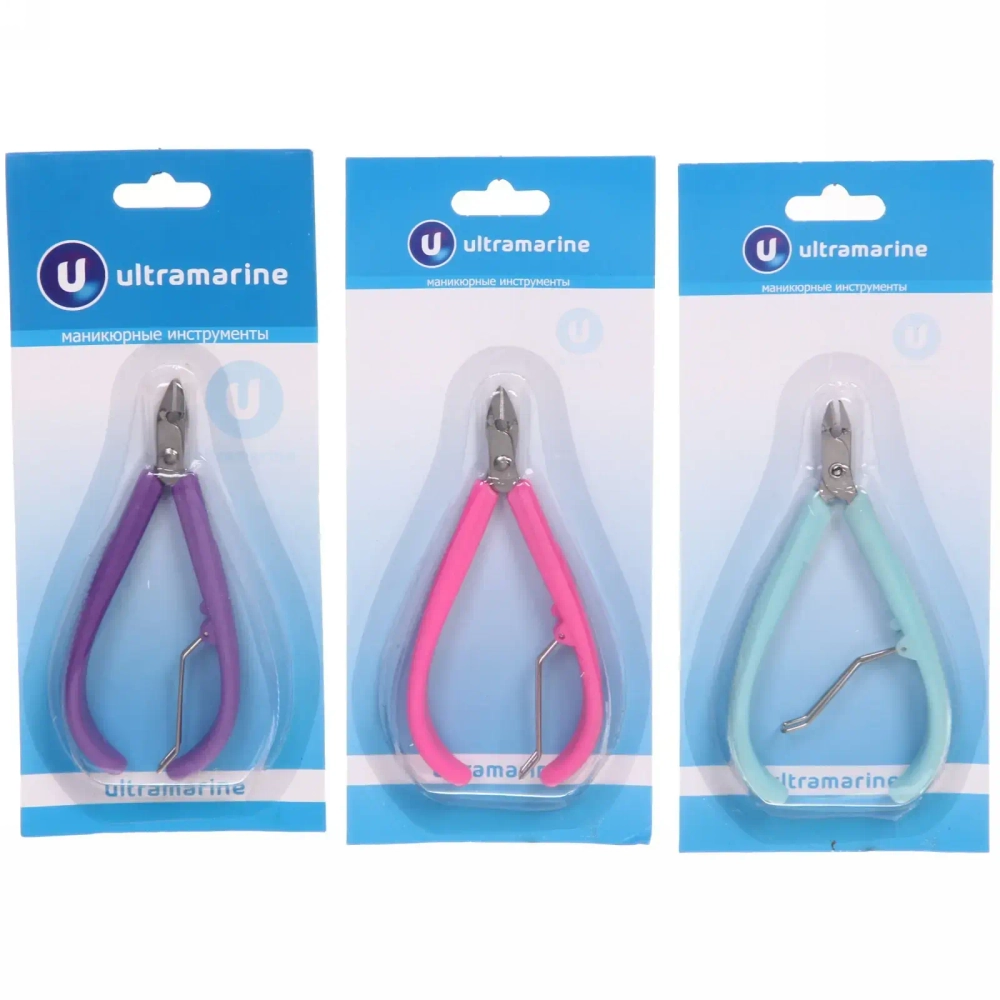 Кусачки для кутикулы, на блистере «Ultramarine», одна пружина, ручки пластик, цвет микс, на блистере,10см✦