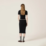 Футболка Miu Miu из вискозы с логотипом интарсией