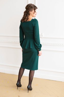 Блуза с баской в цвете малахит из вискозы