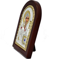 Спиридон Тримифунтский Святитель. Икона в серебряном окладе.