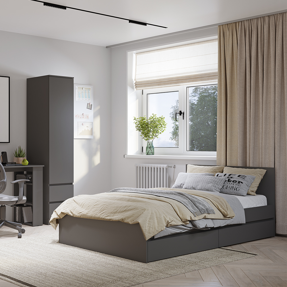 Кровать 1,2 м "Симпл" КР-07 Графит без основания