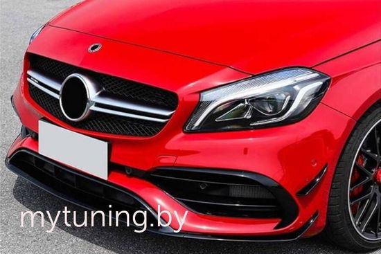 Юбка переднего бампера V.1 для Mercedes A class W176 2015-2018
