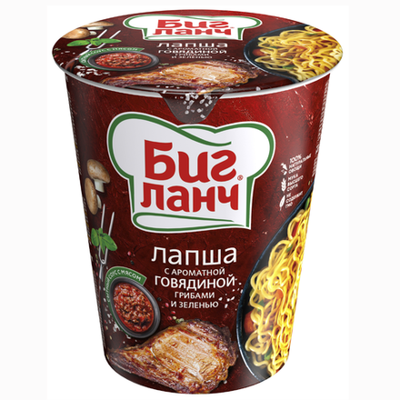 Лапша Биг Ланч Говядина с грибами стакан 65 гр