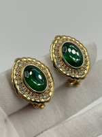 Клипсы с зелёными вставками Christian Dior