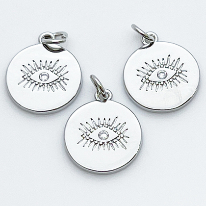 Подвеска Глаз, цвет серебро, фианит, размер 15*13 мм, цена за 1 шт