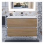 Тумба с раковиной Uperwood Barsa 80 см, раковина белая, подвесная тумба белая/дуб сонома