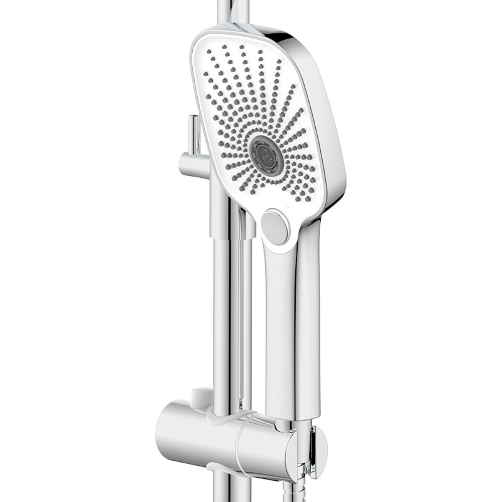 Душевая система Azario Conda с квадратным тропическим душем, керамический картридж, шланг 150 см, хром (AZ-K2411)