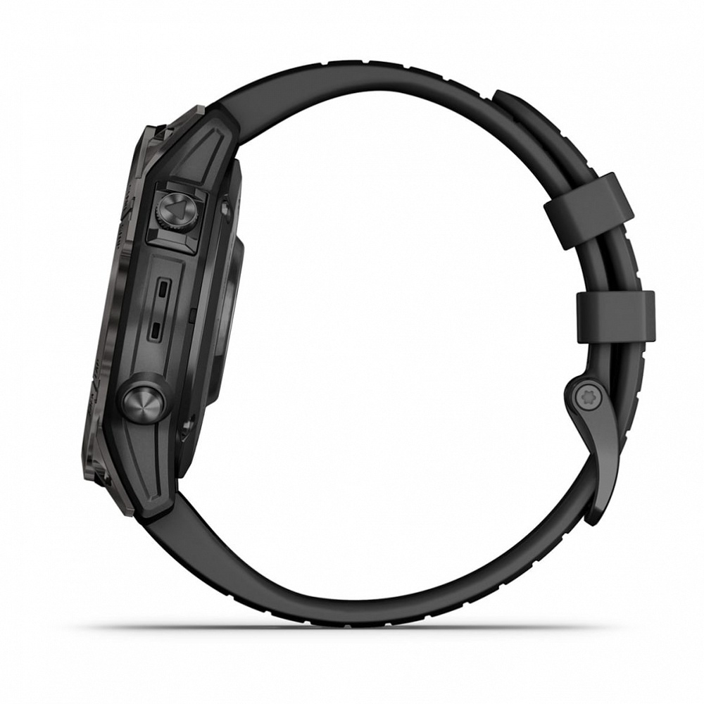 Смарт часы Garmin Fenix 7 Pro Sapphire Solar титановый угольно-серый DLC с черным ремешком