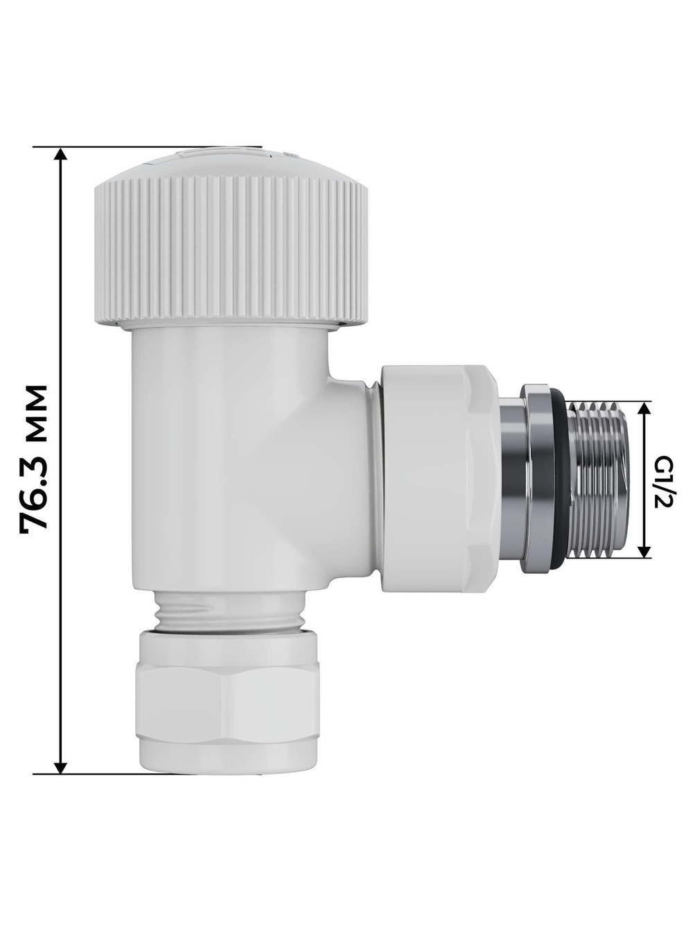 Набор термостатический угловой Royal Thermo Design Pro 15мм М30х1,5 (Белый)