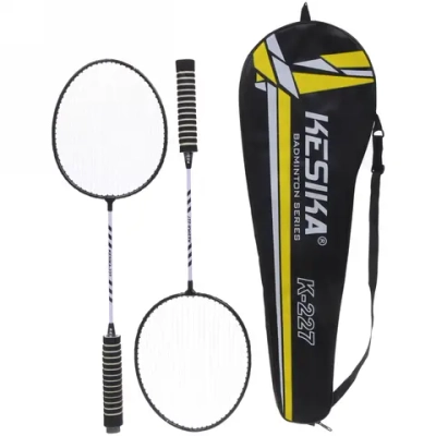 Бадминтон в наборе K-227, 3 предмета: 2 металлические ракетки 65 см, чехол (черный)