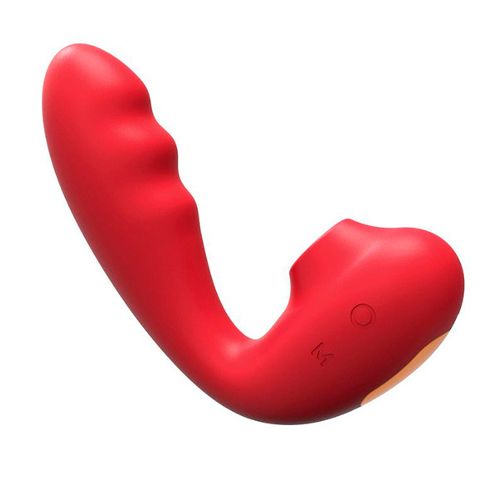 Красный вибратор 13см с вакуумной стимуляцией и нагревом BeYourLover Tara Red TW05R