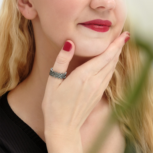 "Плетение" кольцо в серебряном покрытии из коллекции "Полный отрыв" от Jenavi