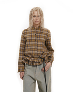 Рубашка в клетку с ремнем воланом