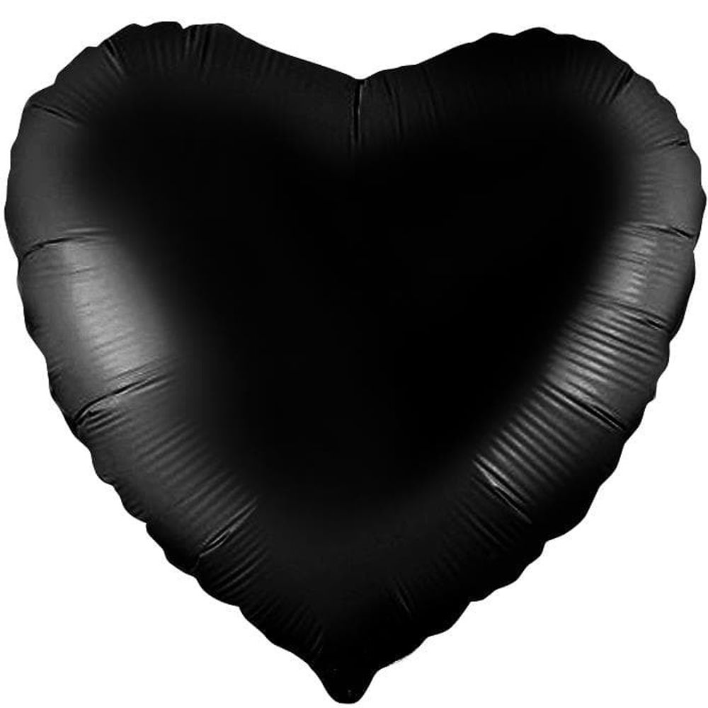 Фольгированный воздушный шар сердце, черный, 46 см