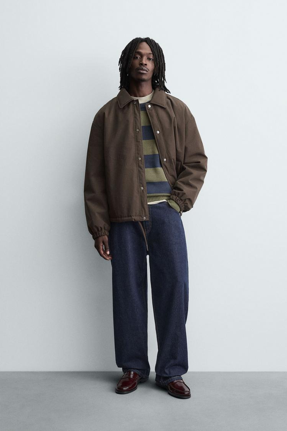 ZARA СТЕГАНАЯ КУРТКА ИЗ ВЫСОКОТЕХНОЛОГИЧНОЙ ТКАНИ, КОРИЧНЕВЫЙ