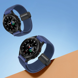 Эластичный ремешок синего цвета (Storm Blue) от Dux Ducis для смарт часов Samsung Galaxy Watch 45 и 46мм (размер крепления 22мм), серия Strap (Mixture Pro Series)