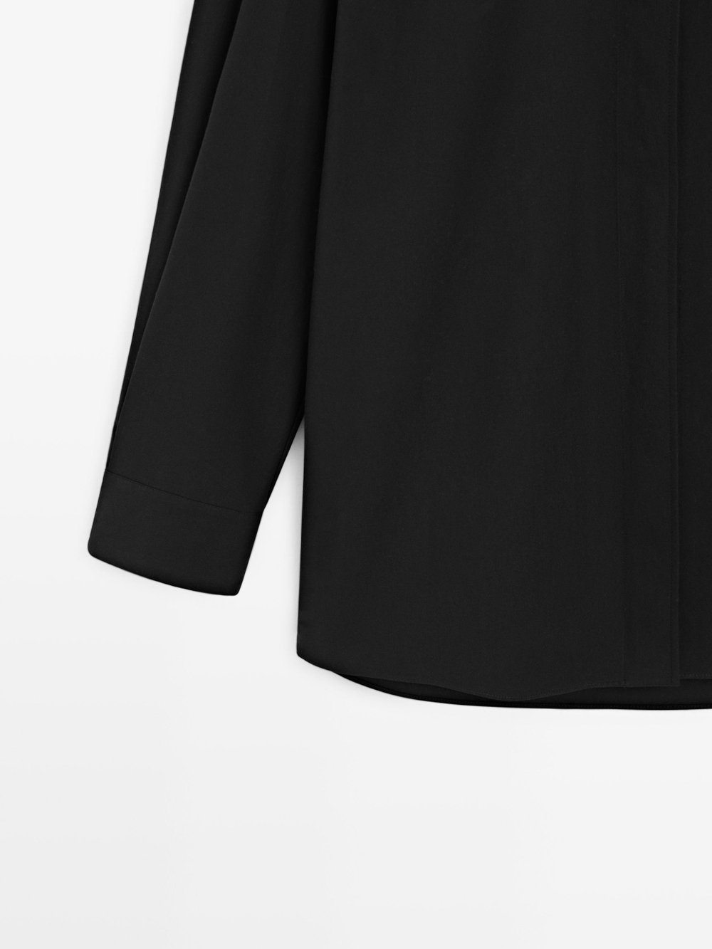 Massimo Dutti Рубашка с высоким воротником и ремешком, черный