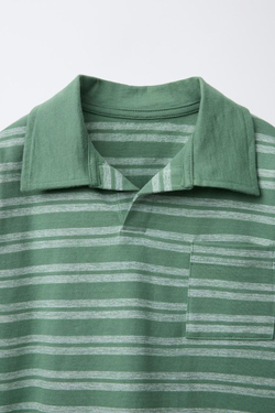 ZARA ПОЛО В ПОЛОСКУ, ЗЕЛЕНЫЙ