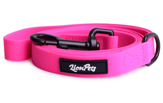 Поводок из биотана прошитый LionPets розовый неон 1,5м