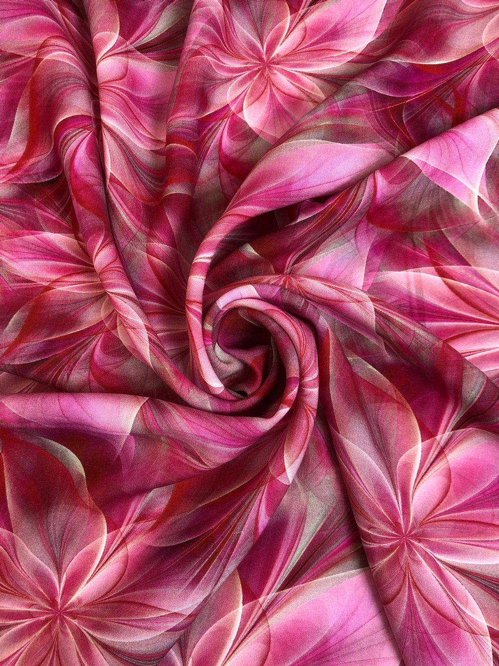 Штапель принт цветы розовый св./фуксия D1C4