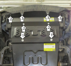 Усиленная защита радиатора (2 мм, сталь) для JAC T6 2019-, Sollers ST6 2023- Motodor.78308