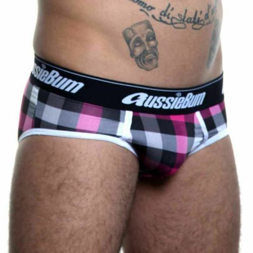 Мужские трусы брифы розовые в клетку Aussiebum zAB00374