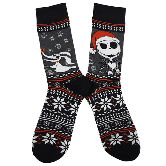 Носки Кошмар перед Рождеством Джек и Зеро, р-р 38-44 (серый/черный)