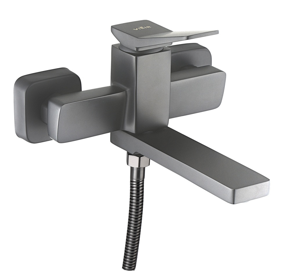 Смеситель однорычажный для ванны короткий, графит