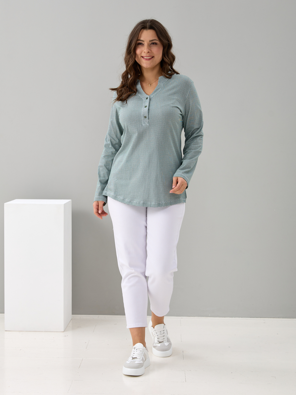 Блузка БЛ-22/гусинаялапка-зеленый