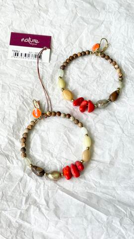 Серьги Nature Bijoux, Tivoli, с яшмой, говлитом, жадеитом и жемчугом, NB25.2-12-90223 (оранжевый)