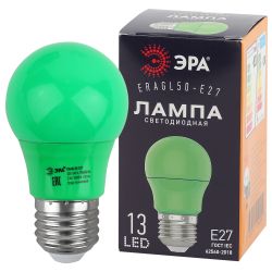 Лампа светодиодная ЭРА STD ERAGL50-E27 3Вт груша зеленый для белт-лайт Е27 | Лампы светодиодные Белт-Лайт