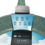 Сковорода алюминий, 24 см, антиприг, Daniks, Мрамор Олимп, зел, DFP-24-GRM-IND, индукц