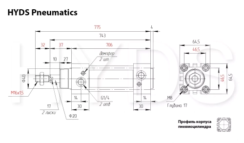 DNC-50-600-PPV-A Пневмоцилиндр