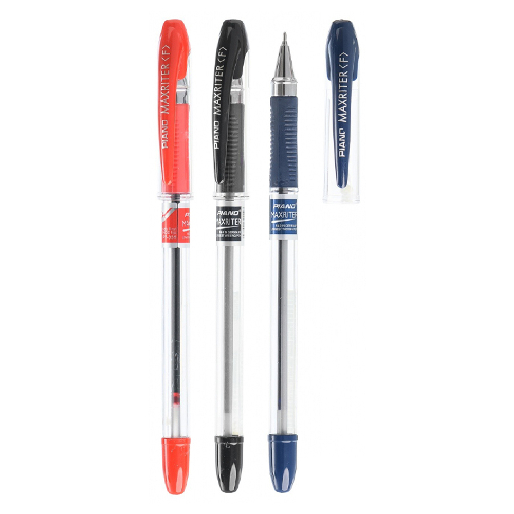 Ручка шариковая, масляная, Piano, 3 цвета чернил, серия "Maxriter", прозрачный корпус, 50 шт