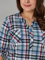 Блузка БЛ-131/клеткасерый-индигокрасный