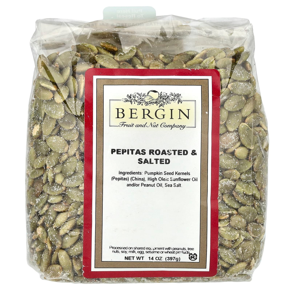 Bergin Fruit and Nut Company, обжаренные соленые тыквенные семечки, 397 г (14 унций)