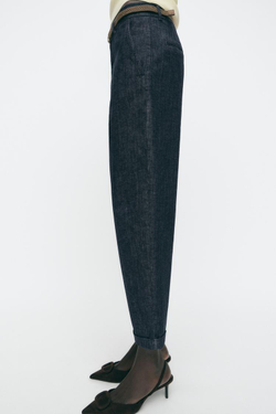 ZARA ДЖИНСЫ ЧИНОС Z1975 С ПЛЕТЕНЫМ РЕМНЕМ, СИНИЙ