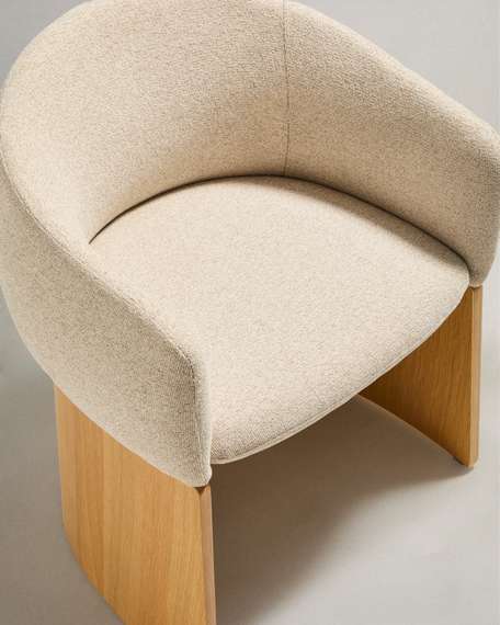 Стул Bosca из бежевого шенилла и дубового шпона